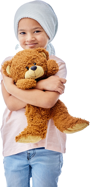 Girl hugging teddy bear